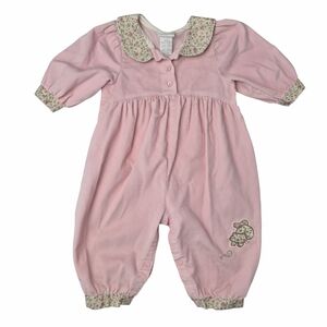 Vintage 80s/90s Carter’s Pink Corduroy Bubble Romper Kitty Cat 9-12M Made In USA